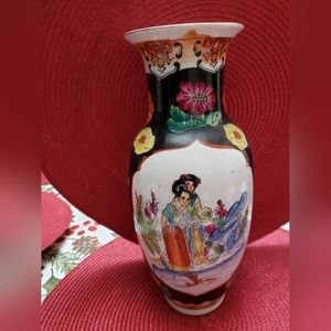 Vase with Handpainted Asian Art